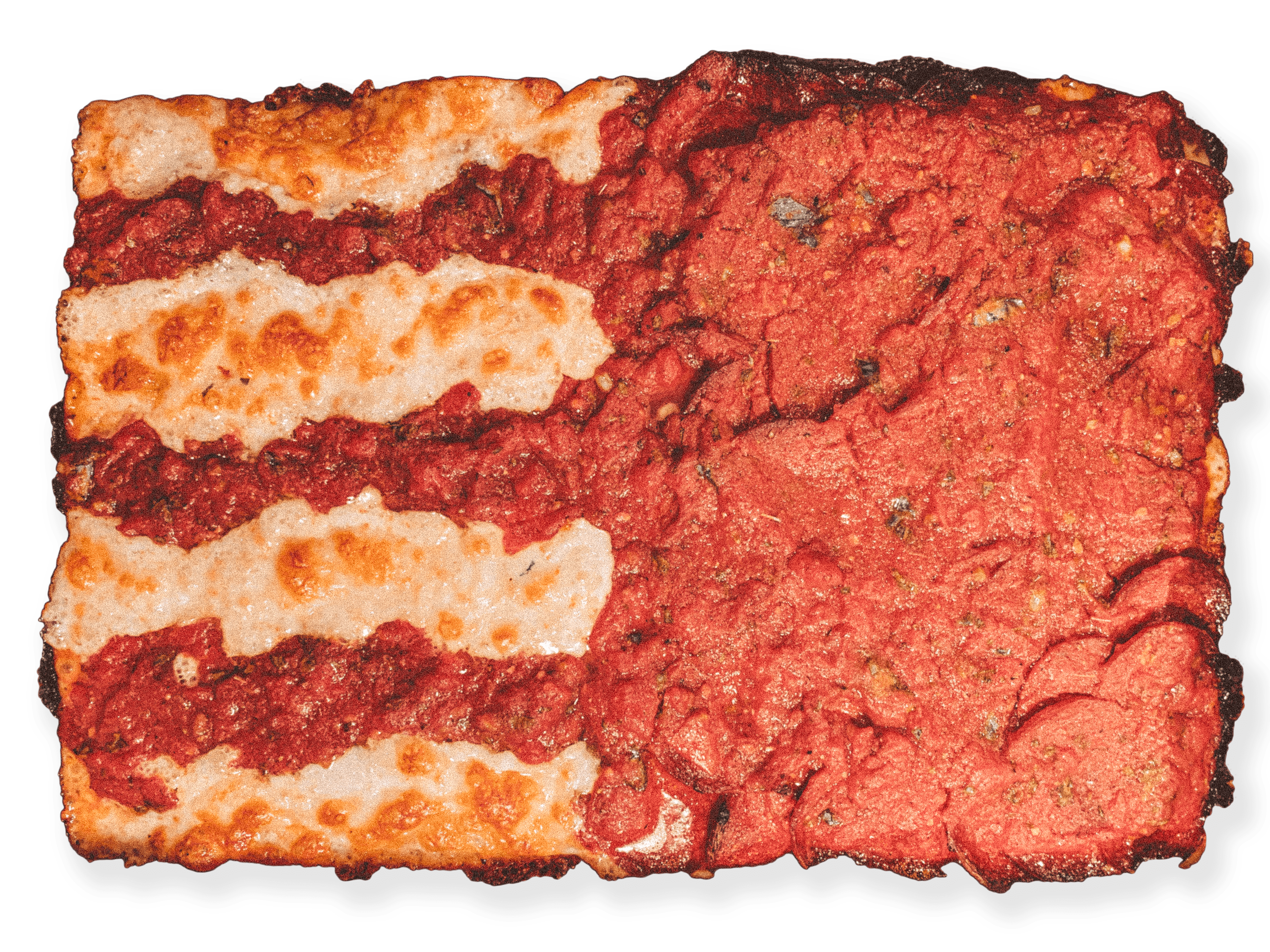 Overhead shot of Cook's Country Detroit style pizza.