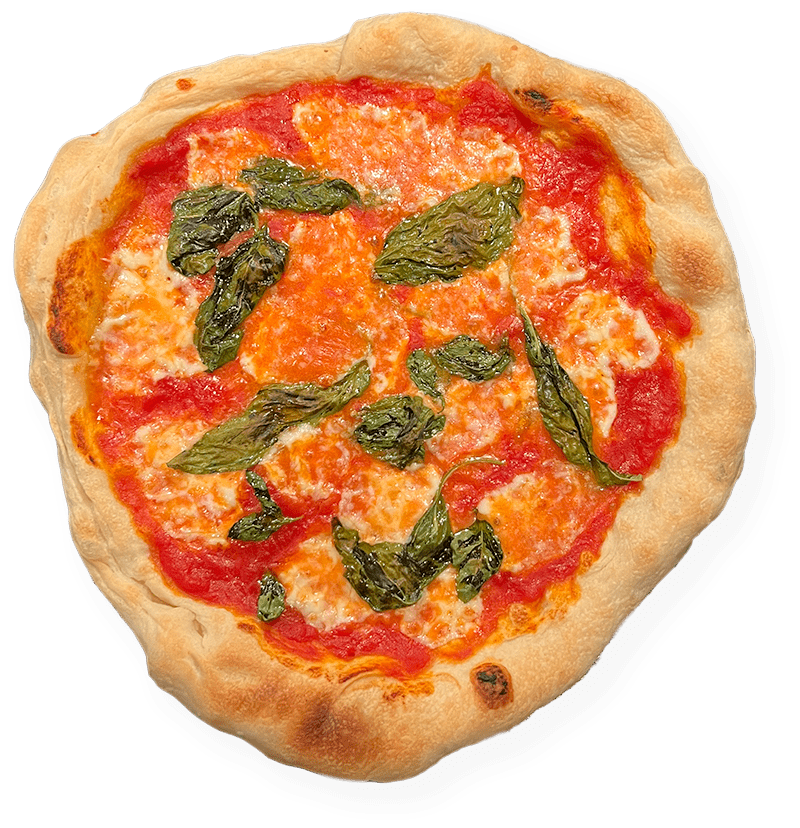 overhead view of Neapolitan pizza