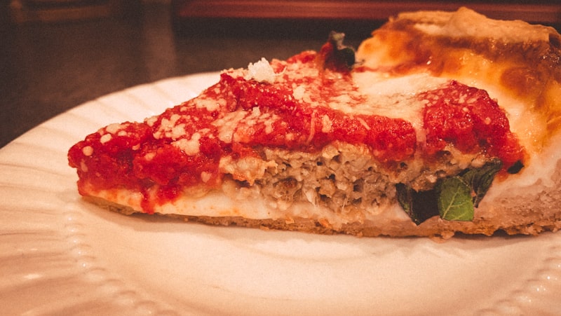 slice of Chicago-style pizza