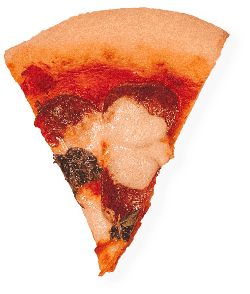 A slice of Neapolitan style pizza made in a home oven.